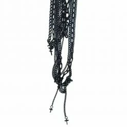 Poizen Industries Black Chain Small Cross Necklace Jewelry