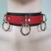 Ape Leather Men's Stuff Red On Black Leather Bondage Choker With 3 Rings 2 Ape Leather Men's Stuff Red On Black Leather Bondage Choker With 3 Rings