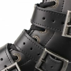 Angry Itch 14-Hole 5-Buckle Black Leather Boots Men's Stuff