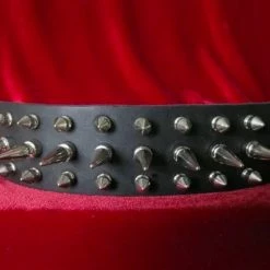 Ape Leather Men's Stuff 3 Row Spiked Wristband With Long And Short Spikes