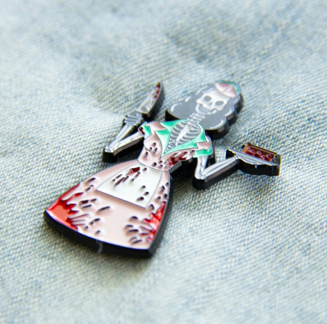 Ectogasm 1950's Bloody Skeleton Waitress Horror Enamel Pin Pins 4 Ectogasm 1950's Bloody Skeleton Waitress Horror Enamel Pin Pins