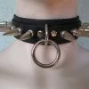 Ape Leather Spiked Bondage Choker With Long Spikes And O-Ring
