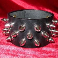 Ape Leather 3-Row Spiked Wristband