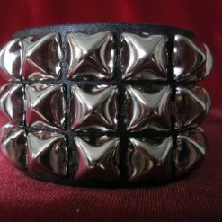 Ape Leather Three Row Pyramid Wristband Wristbands And Cuffs