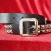 Ape Leather Black Leather Two Row Pyramid Belt