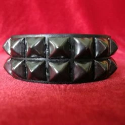 Ape Leather Wristbands And Cuffs Two Row Pyramid Wristband