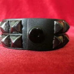 Ape Leather Wristbands And Cuffs Two Row Pyramid Wristband