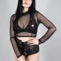 The Pretty Cult American Witch Mesh Crop Top