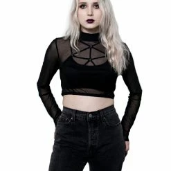 The Pretty Cult American Witch Mesh Crop Top