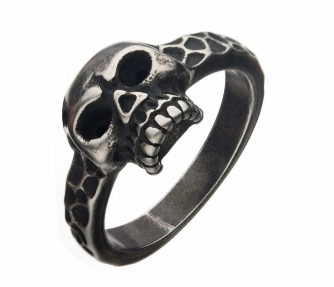 INOX Men's Stuff Antiqued Stainless Steel Skull Ring 4 INOX Men's Stuff Antiqued Stainless Steel Skull Ring