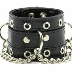 Funk Plus Wristbands And Cuffs Leather Bracelet With D-ring And Chain