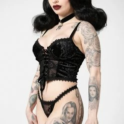 Killstar Be Veiled Lace Basque Women's Stuff