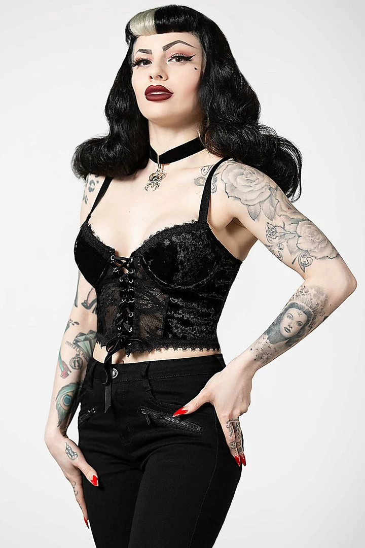 Killstar Be Veiled Lace Basque Women's Stuff 13 Killstar Be Veiled Lace Basque Women's Stuff