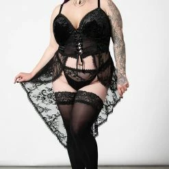 Killstar Be Veiled Lace Basque Women's Stuff 28 Killstar Be Veiled Lace Basque Women's Stuff