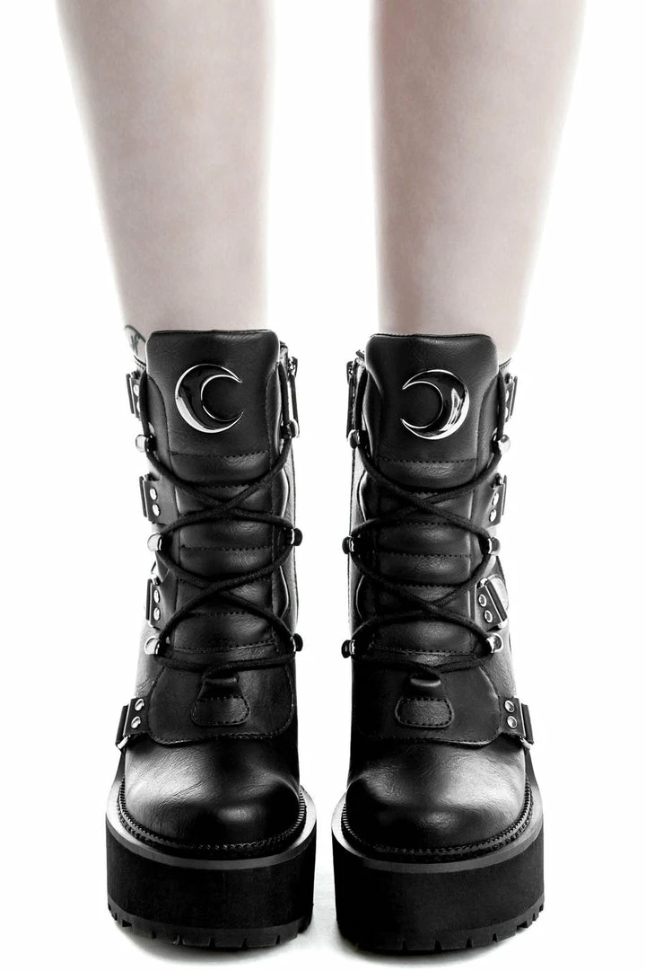 Killstar Women's Stuff Broom Rider Boots - Black 10 Killstar Women's Stuff Broom Rider Boots - Black