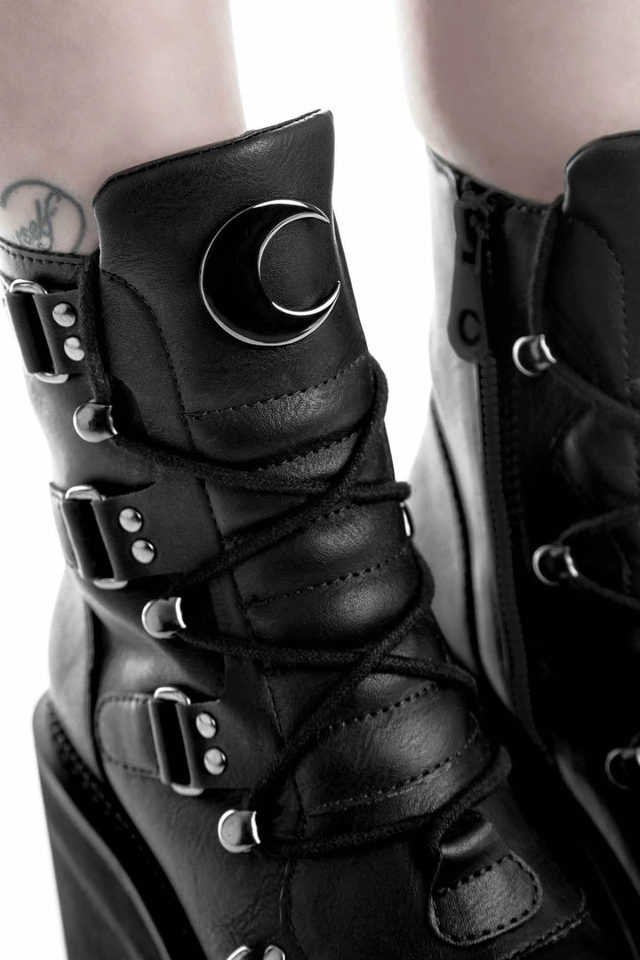 Killstar Women's Stuff Broom Rider Boots - Black 4 Killstar Women's Stuff Broom Rider Boots - Black