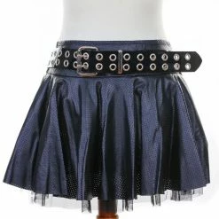 Funk Plus Black Vinyl Belt With Double Row Silver Eyelets