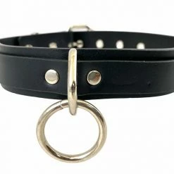 Funk Plus Black Vegan Leather Choker With Loop And Ring