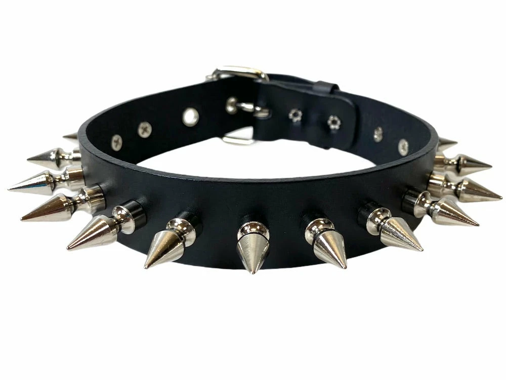 Funk Plus Chokers And Collars Vegan Leather Choker With 1" Spikes 3 Funk Plus Chokers And Collars Vegan Leather Choker With 1" Spikes