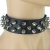 Funk Plus Chokers And Collars 1 1/8" BLACK LEATHER CHOKER WITH 3 ROW 1/2" SPIKES