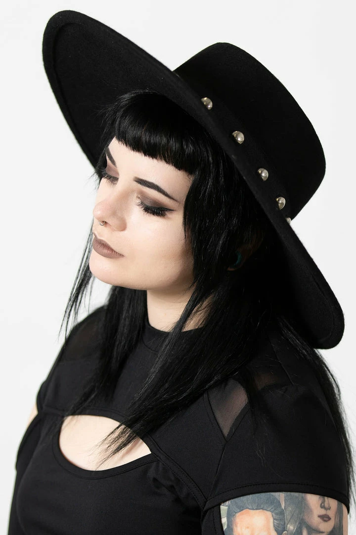Killstar Cross My Mind Brim Hat Accessories 3 Killstar Cross My Mind Brim Hat Accessories