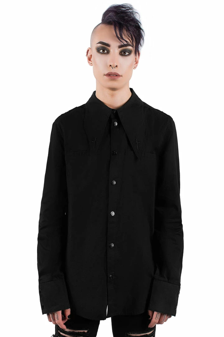 Killstar Crucifaction Button-Up Shirt 3 Killstar Crucifaction Button-Up Shirt