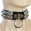 Funk Plus Black Vinyl Studded Bondage Collar With O-Ring Chokers And Collars