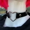Funk Plus Chokers And Collars Large Heart Choker - Black Vinyl