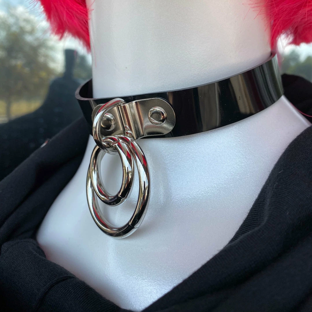 Funk Plus Double Ring Bondage Choker – Black Vinyl 4 Funk Plus Double Ring Bondage Choker – Black Vinyl
