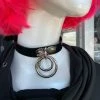 Funk Plus Double Ring Bondage Choker – Black Vinyl