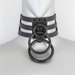 Funk Plus Chokers And Collars Triple Black Ring Choker