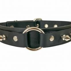Funk Plus 1 1/8" Black Vegan Leather Spike O-Ring Collar Men's Stuff