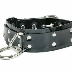 Funk Plus Men's Stuff 1 3/4" Loop & Ring Vinyl Choker - Black