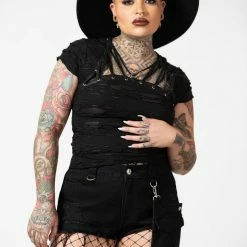 Killstar Fury Road Denim Garter Shorts