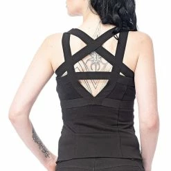 Queen Of Darkness Figure-hugging Gothic Top With Decorative Straps