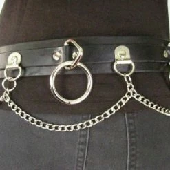 Ape Leather Plus Size Five Ring Bondage Leather Belt With Chain