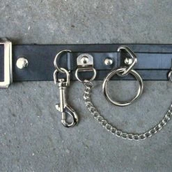 Ape Leather Plus Size Five Ring Bondage Leather Belt With Chain
