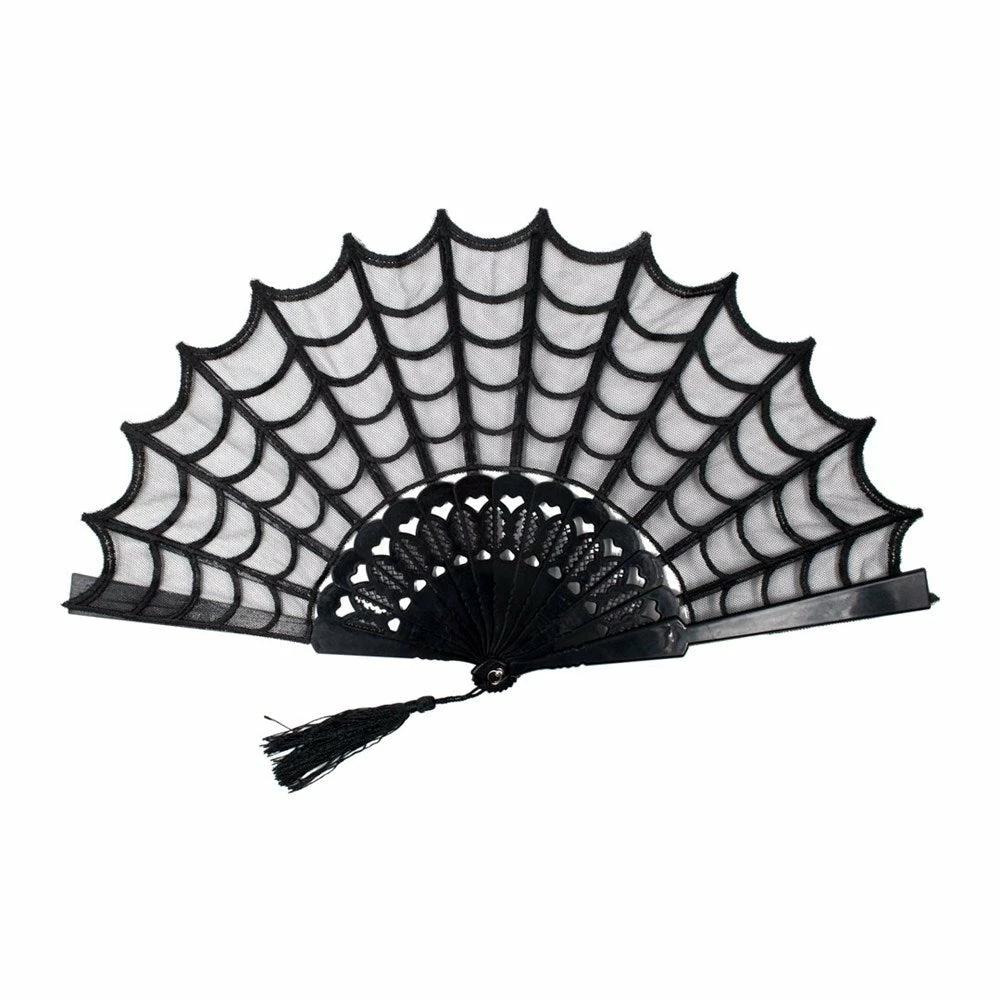 Kreepsville666 Accessories Spiderweb Lace Hand Fan 3 Kreepsville666 Accessories Spiderweb Lace Hand Fan