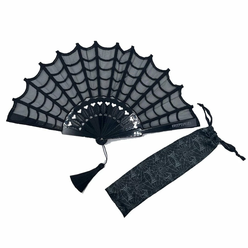 Kreepsville666 Accessories Spiderweb Lace Hand Fan 4 Kreepsville666 Accessories Spiderweb Lace Hand Fan