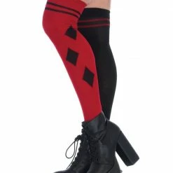 Leg Avenue Accessories Harlequin Dual-Color Over The Knee Socks Black/Red