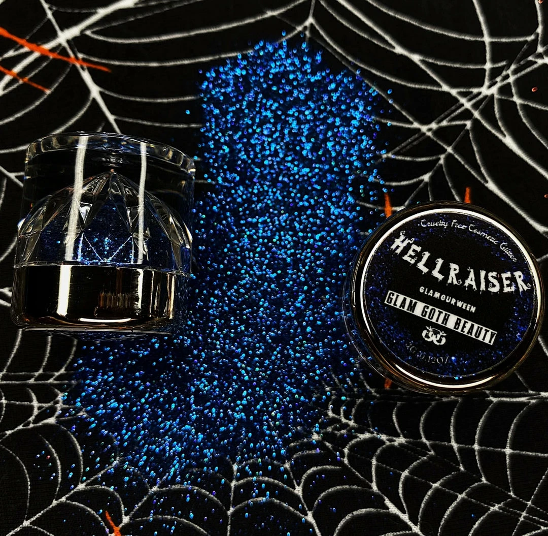 Glam Goth Beauty Hellraiser - Blue Body Glitter Hair And Makeup 3 Glam Goth Beauty Hellraiser - Blue Body Glitter Hair And Makeup