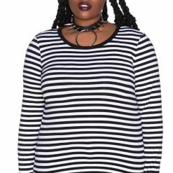 Killstar Jett Long Sleeve Top - Black & White Women's Stuff