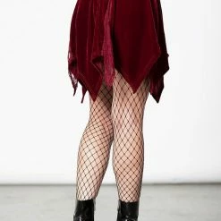 Killstar Lester Velvet Mini Skirt [BLOOD] Women's Stuff