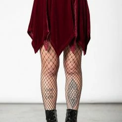 Killstar Lester Velvet Mini Skirt [BLOOD] Women's Stuff