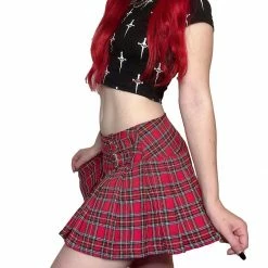 Lip Service World's End Pleated Mini Skirt - Red Plaid