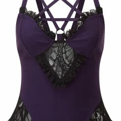 Killstar Women's Stuff Lydia Harness Top [PLUM]
