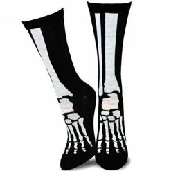 TeeHee Men's Skeleton Foot Polyester Crew Socks