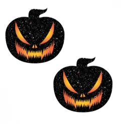 Neva Nude Accessories Mad Jack ‘O Lantern Black Glitter Nipple Cover Pasties