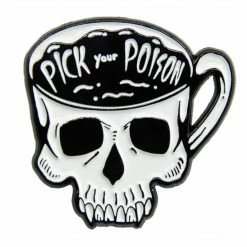 Ectogasm Pick Your Poison Skull Coffee Cup Enamel Pin Pins