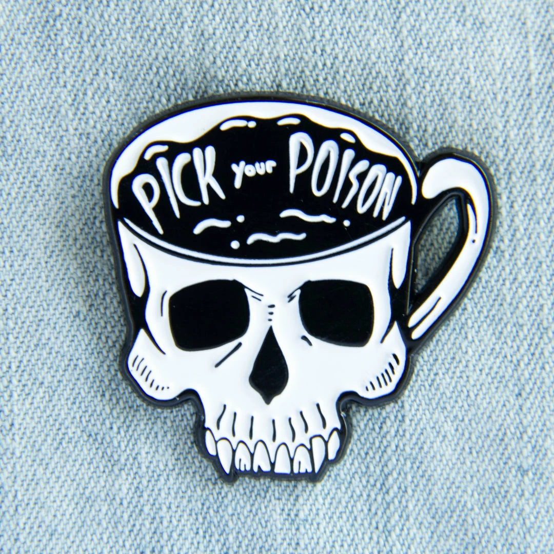 Ectogasm Pick Your Poison Skull Coffee Cup Enamel Pin Pins 6 Ectogasm Pick Your Poison Skull Coffee Cup Enamel Pin Pins